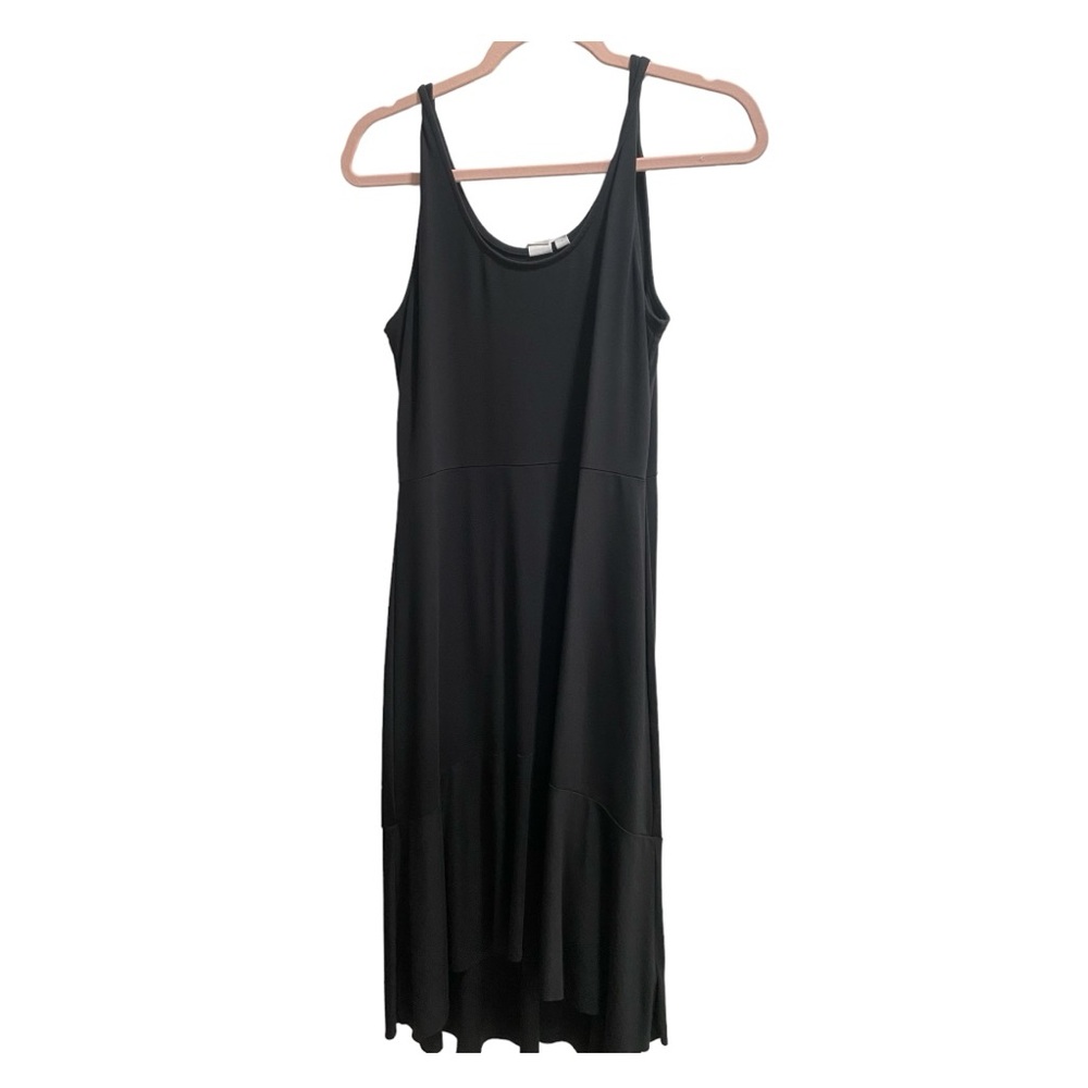 GAP Soft Peplum Hi-Low Hem Sleeveless Midi Dress, Black, size‎ Medium